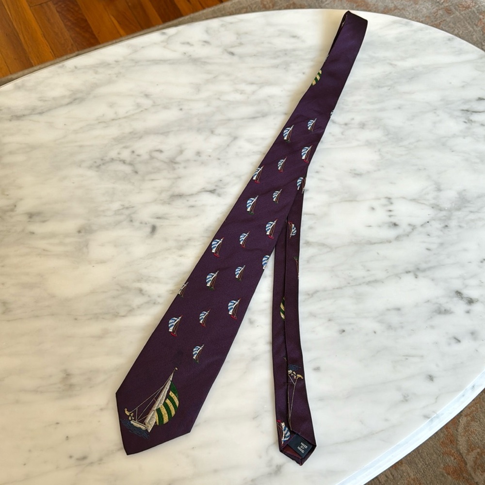 Purple 100% Silk Polo by Ralph Lauren Tie Made by Hand in the USA